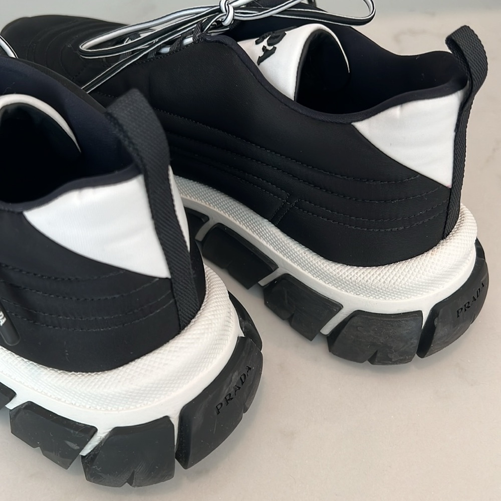Prada Re-Nylon Gabardine Women’s Rush Sneakers 9 Black White - Picture 7 of 7